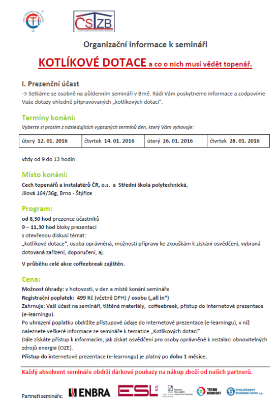 Kotlíkové dotace - semináře - leden 2016