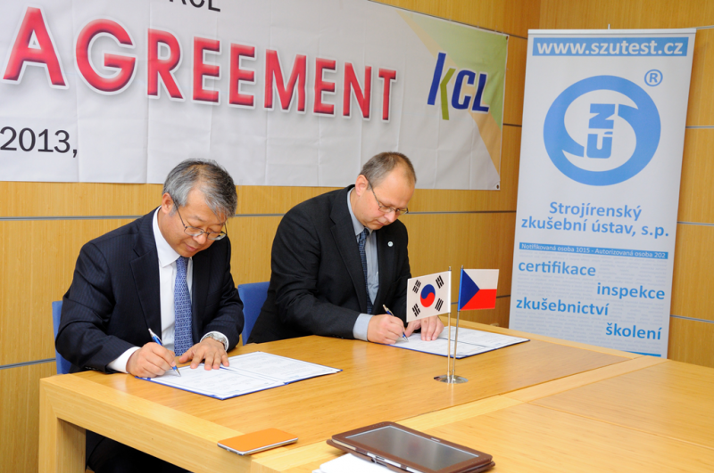 Podpis dohody (MoU) s korejskou zkušebnou KCL